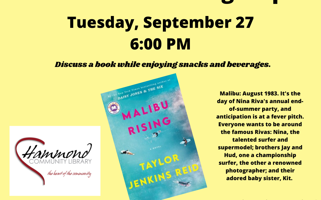Book Discussion of Malibu Rising, September 27 at 6:00 PM