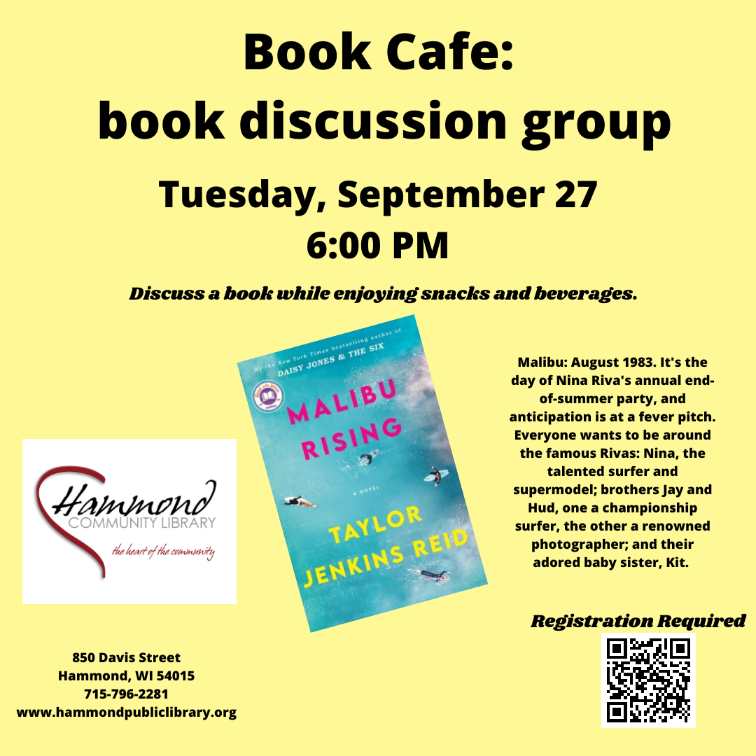 Book Discussion of Malibu Rising, September 27 at 6:00 PM