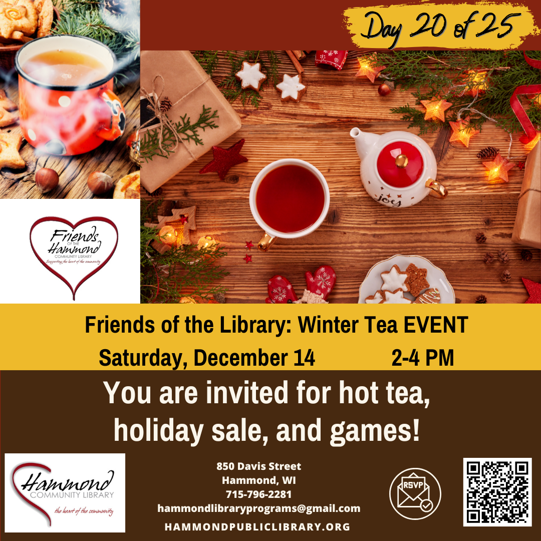 FOL: Winter Tea, Saturday, December 14, 2-4 PM