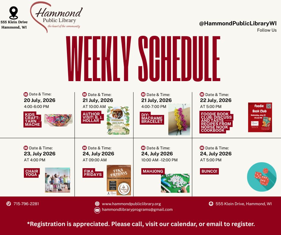 Weekly Events Weekly Events July 20-24
